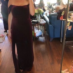 Jenny Yoo bhldn red velvet bridesmaids dress